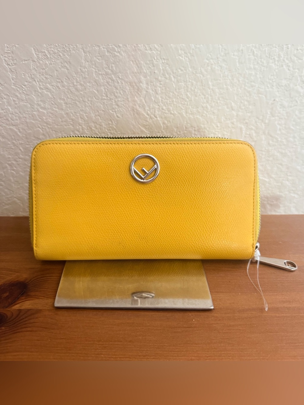 Fendi Yellow Long  Zip-Around Leather Wallet